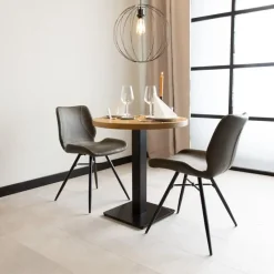 Industriële bistrotafel 70x70 rond metaal mangohout 70x70x73 cm Mangohout