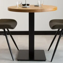 Industriële bistrotafel 70x70 rond metaal mangohout 70x70x73 cm Mangohout