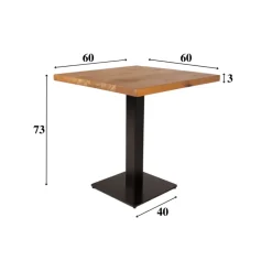 Industriële bistrotafel 60x60 vierkant metaal mangohout 60x60x73 cm