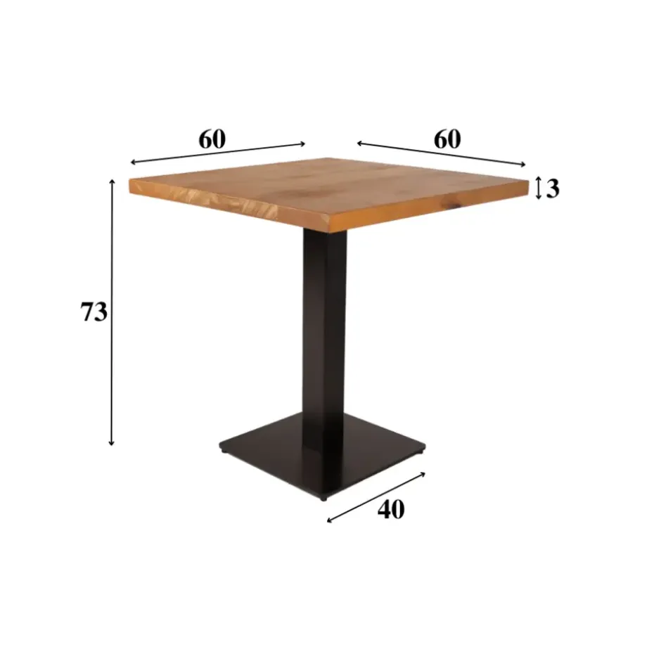 Industriële bistrotafel 60x60 vierkant metaal mangohout 60x60x73 cm