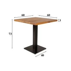 Industriële bistrotafel 60x60 vierkant metaal mangohout 60x60x73 cm