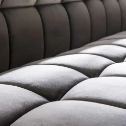 Industriële eetkamerbank Romy velvet 180 cm grijs - 190x180x81 cm - Stof - Grijs