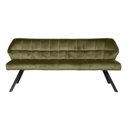 Industriële eetkamerbank Romy velvet 180 cm groen - 190x190x84 cm - Stof - Groen