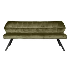 Industriële eetkamerbank Romy velvet 180 cm groen - 190x190x84 cm - Stof - Groen