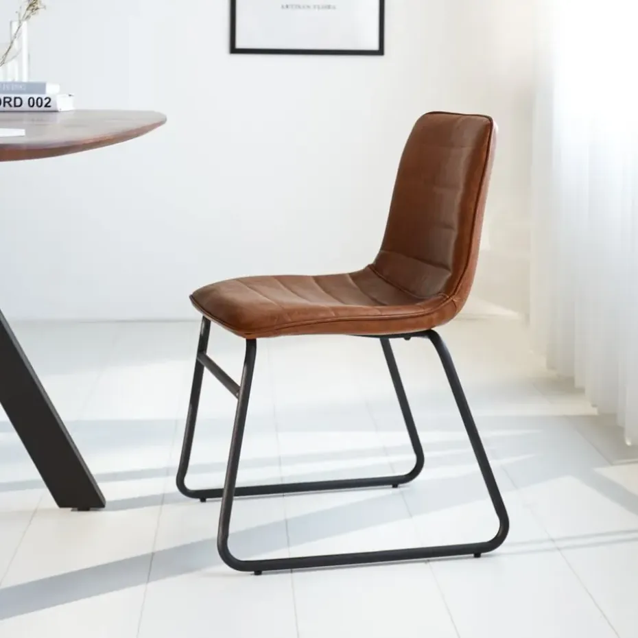 Industriële eetkamerstoel Mark cognac - Kunstleder - Bruin