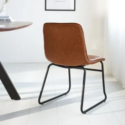 Industriële eetkamerstoel Mark cognac - Kunstleder - Bruin