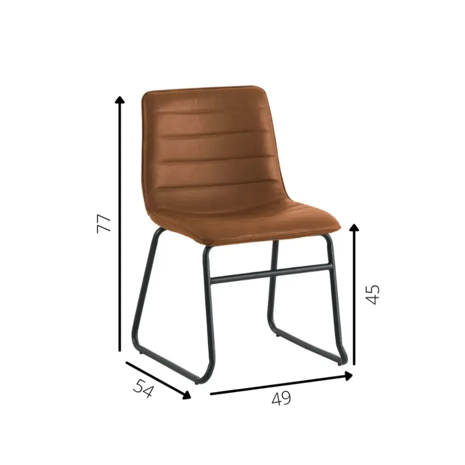 Industriële eetkamerstoel Mark cognac - Kunstleder - Bruin