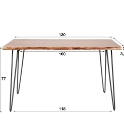 Industriële eettafel acaciahout Novi 130x70 cm - Hout - Bruin