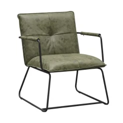 Industriële fauteuil Hailey groen ecoleder - Leder - Groen