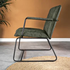Industriële fauteuil Hailey groen ecoleder - Leder - Groen