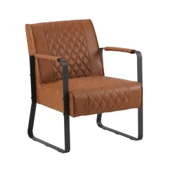 Industriële fauteuil Peter Cognac - Kunstleder - Bruin