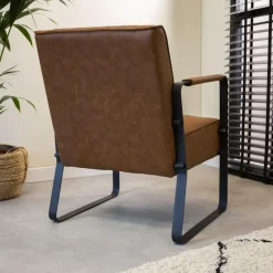 Industriële fauteuil Peter Cognac - Kunstleder - Bruin