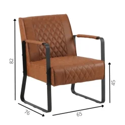 Industriële fauteuil Peter Cognac - Kunstleder - Bruin