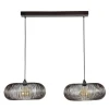 Industriële hanglamp Jill 2-lichts koper bruin - 43x102x150 cm - Nikkel - Zwart