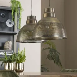Industriële hanglamp Luisa 2-lichts metaal brons 38x95x150 cm Brons