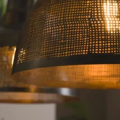 Industriële hanglamp Luisa 2-lichts metaal brons 38x95x150 cm Brons