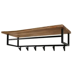 Industriële Kapstok Niels Hoedenplank acaciahout - 33x100x27 cm - Hout - Bruin