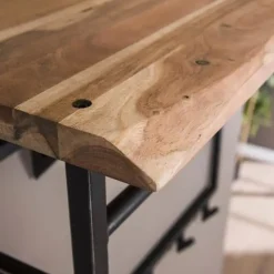 Industriële Kapstok Teun 12 haken acaciahout - 33x100x80 cm - Hout - Bruin