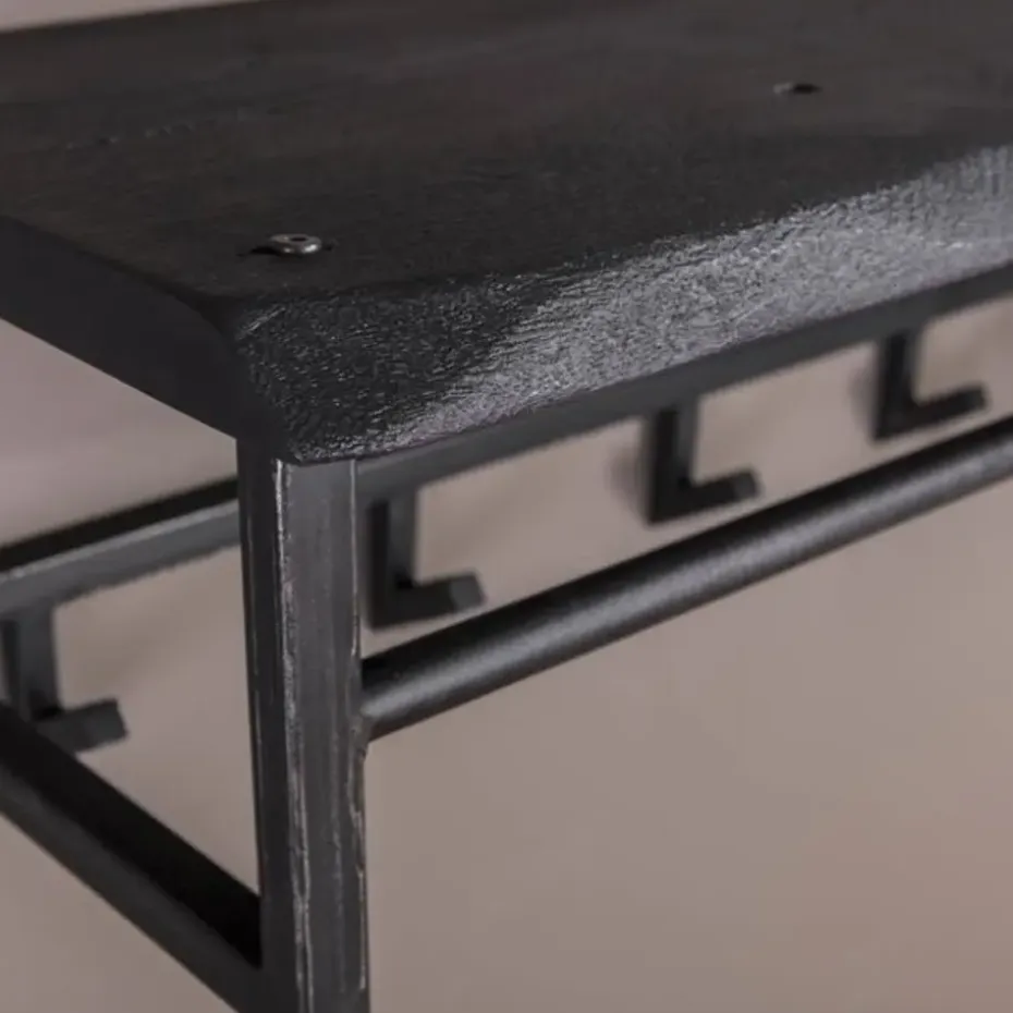 Industriële kapstok Yme acaciahout metaal - 30x100x27 cm - Hout - Bruin