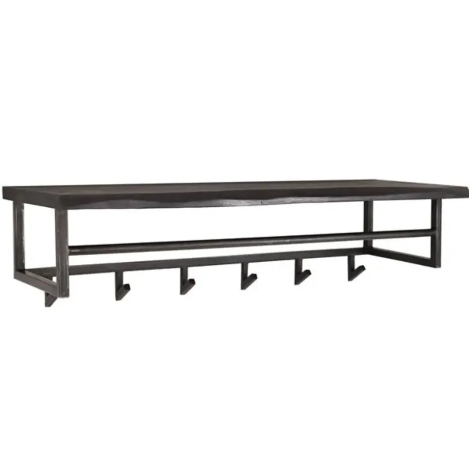 Industriële kapstok Yme acaciahout metaal - 30x100x27 cm - Hout - Bruin