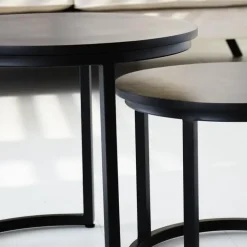 Industriële salontafel set van 2 Rosa zwart - 54x54x44 cm - Mangohout - Zwart