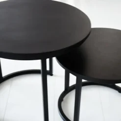 Industriële salontafel set van 2 Rosa zwart - 54x54x44 cm - Mangohout - Zwart