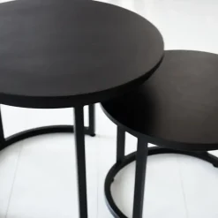 Industriële salontafel set van 2 Rosa zwart - 54x54x44 cm - Mangohout - Zwart