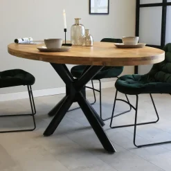 Industriële tafel ovaal Oregon mangohout 180x100 cm - Mangohout - Bruin