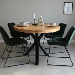 Industriële tafel ovaal Oregon mangohout 180x100 cm - Mangohout - Bruin