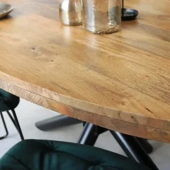 Industriële tafel ovaal Oregon mangohout 180x100 cm - Mangohout - Bruin