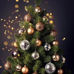 Inge Christmas Decor Disco kerstbal - zilver - D7 cm - glas/foam