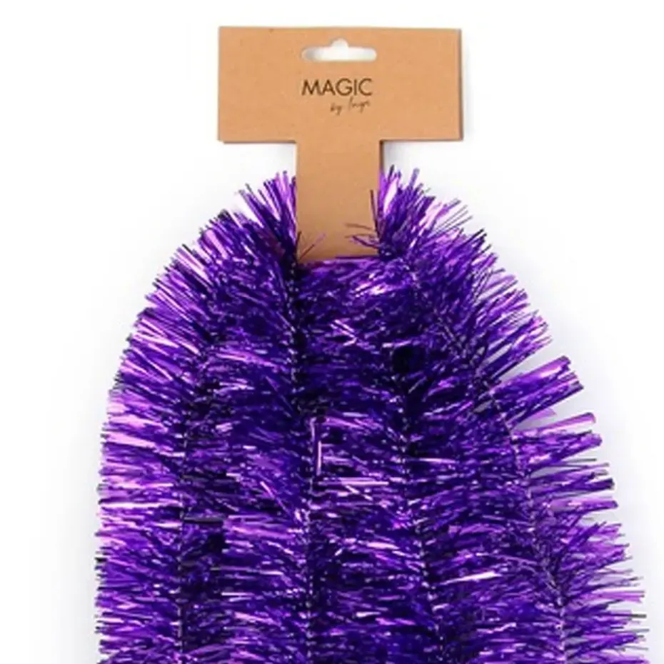 Inge Christmas Decor kerstslinger - paars - folie - 750 x 7,5 cm