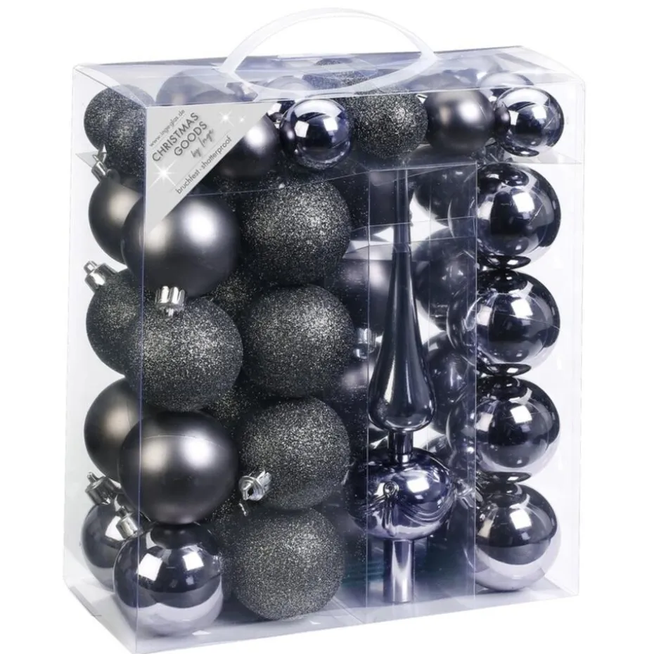 Inge Christmas goods Kerstballen - 4-6 cm - antraciet - 47 stuks