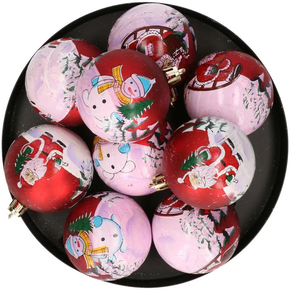 Inge Christmas goods Kerstballen - 6 cm - rood - 9x stuks