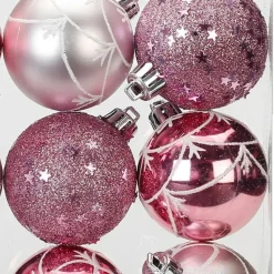 Inge Christmas Goodz kerstballen 9x - 6 cm -kunststof -roze