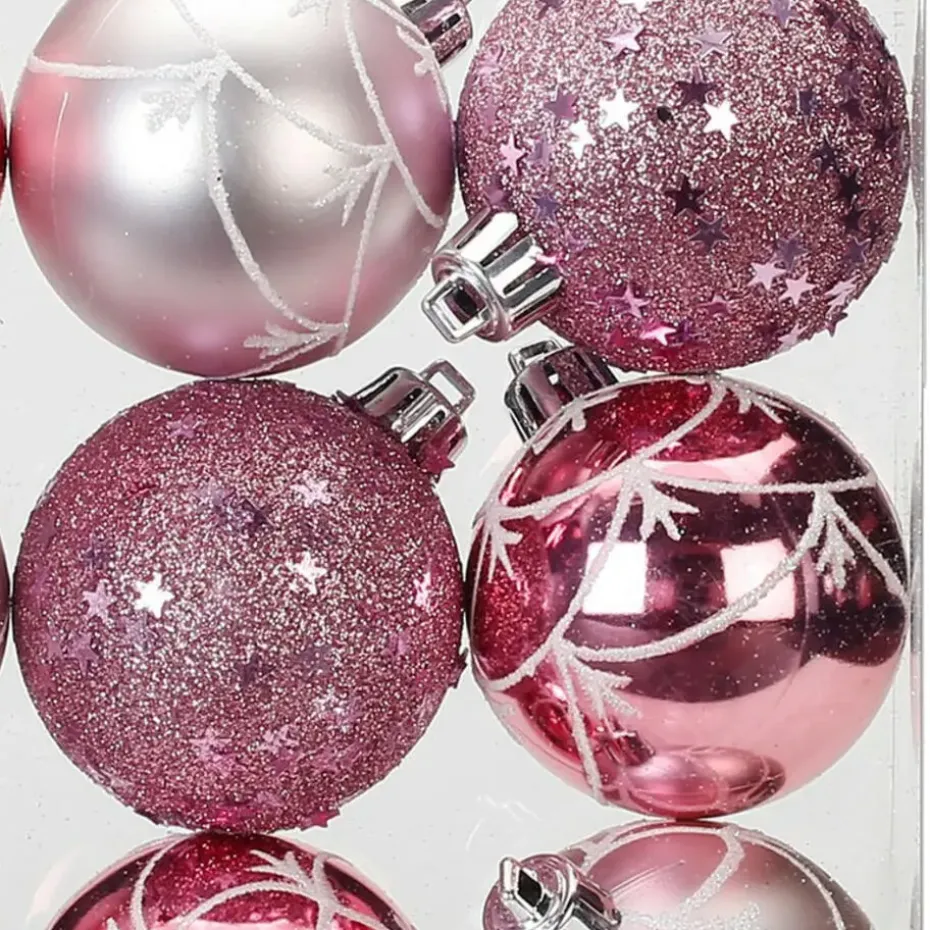 Inge Christmas Goodz kerstballen 9x - 6 cm -kunststof -roze