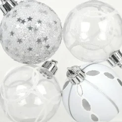 Inge Christmas Goodz kerstballen 9x - 6 cm -kunststof -zilver/wit