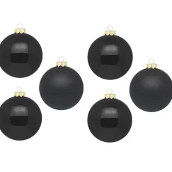 Inge Christmas grote kerstballen - 6x- zwart - 10 cm - glas