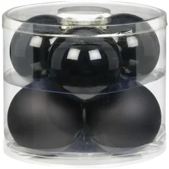 Inge Christmas grote kerstballen - 6x- zwart - 10 cm - glas