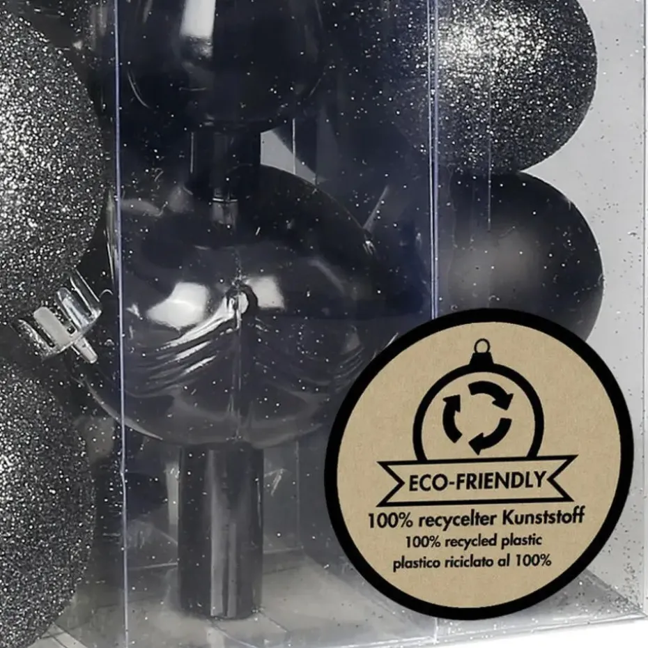 Inge Christmas kerstballen -39-dlg- zwart- kunststof - met piek