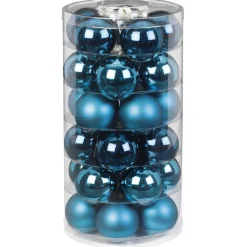 Inge Christmas Kerstballen - 30x st - glas - diep blauw - 6 cm
