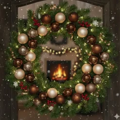 Inge Christmas kleine kerstballen - 36x st - bruin - 4 cm - glas