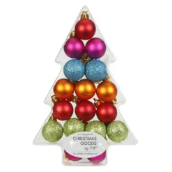 Inge goods Kerstballen - 17 stuks - mix - gekleurd - kunststof - 3 cm