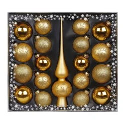 Inge goods Kerstballen met piek - 19st - glas - goud - 4-6-8 cm