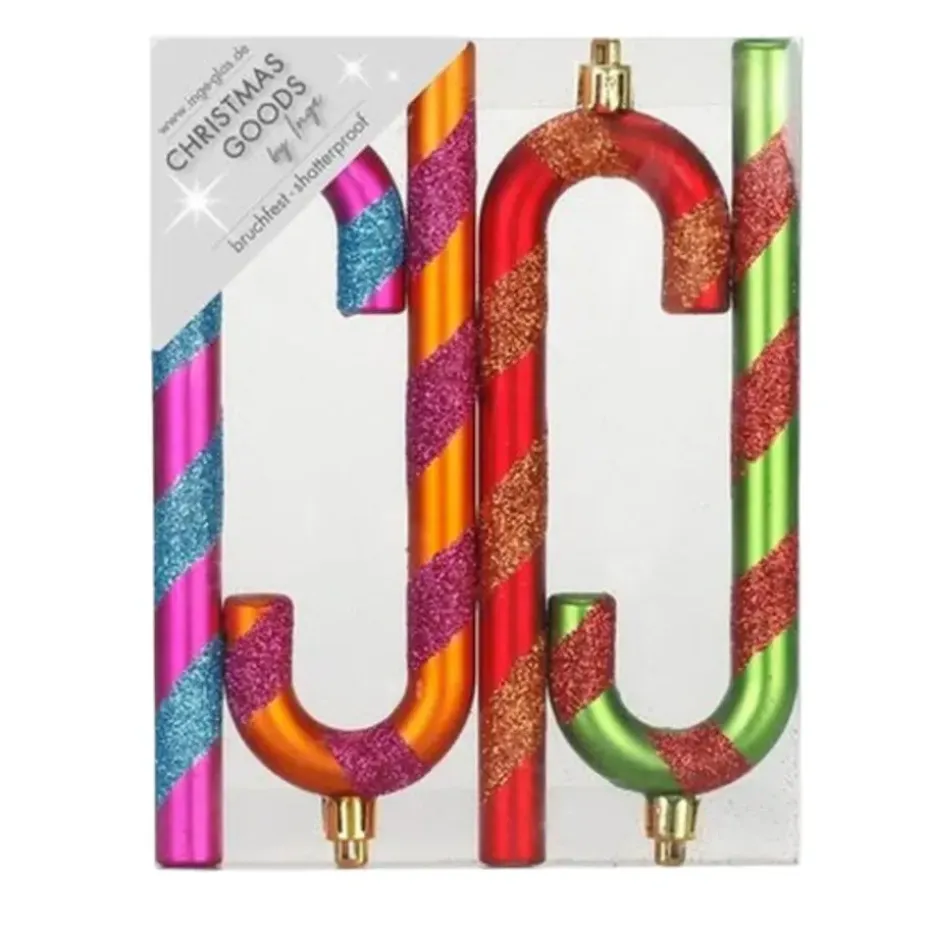 Inge goods Kersthangers - 4x - zuurstokken - gekleurd - 14 cm