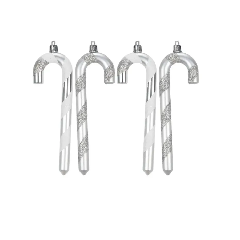 Inge goods Kersthangers - 4x - zuurstokken - zilver - 14 cm