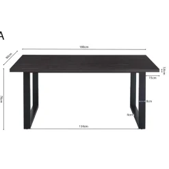 Interiax Eettafel 'Oliver' 180 cm Decor Donkerbruin