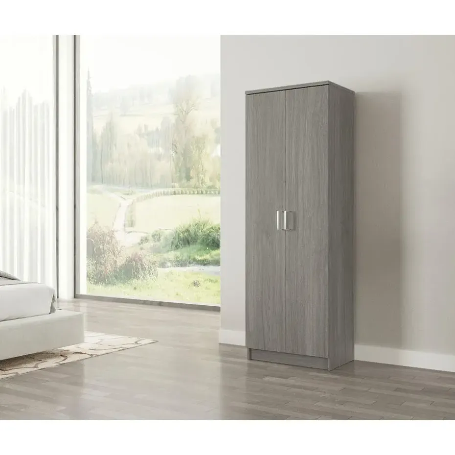 Interiax Kledingkast 'Amelie' - Grijze Eik - 2 Deurs - 180x60x40 cm