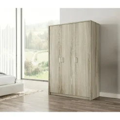 Interiax Kledingkast 'Amelie' - Sonoma Eik - 3 Deurs - 180x120x54 cm