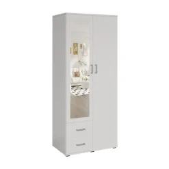 Interiax Kledingkast 'Lena' - Wit - 2 Deurs - 185x80x52cm